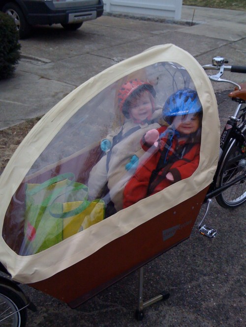 Picking up supplies from Nana